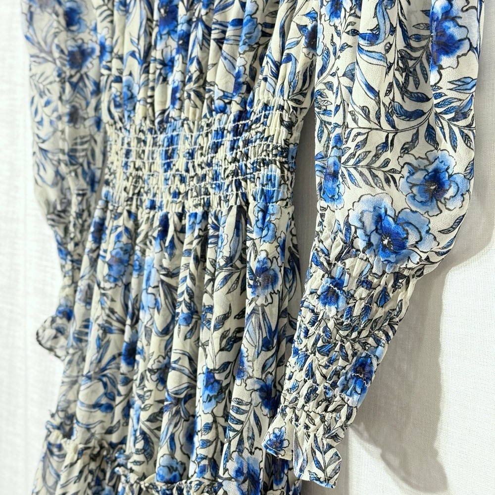 Misa Los Angeles Blue Floral Tiered Long Sleeve Maxi Dress - Picture 5 of 9